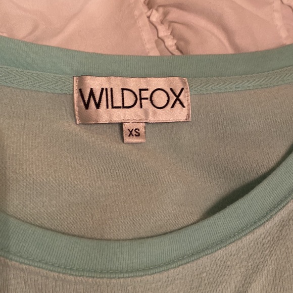 Wildfox sweatshirt in faded teal with white hearts size XS - Picture 2 of 3